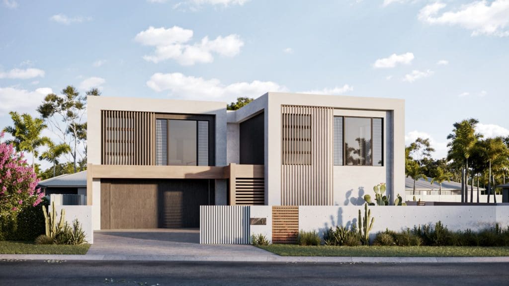 3D double storey facade render